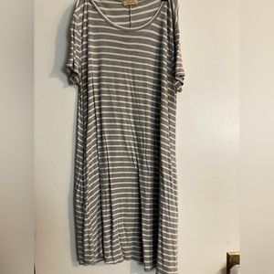 Gray and white striped dress